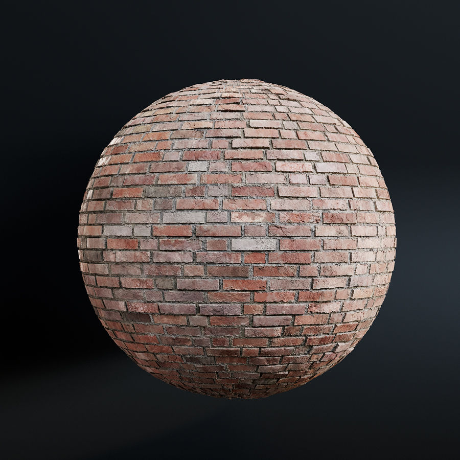 High-resolution red brick texture with a classic rustic appearance, featuring weathered and uneven surfaces ideal for architectural design, 3D modeling, and graphic design projects. This seamless brick pattern showcases realistic color variations and intricate details, perfect for creating authentic and visually appealing backgrounds or wall surfaces in archviz projects.