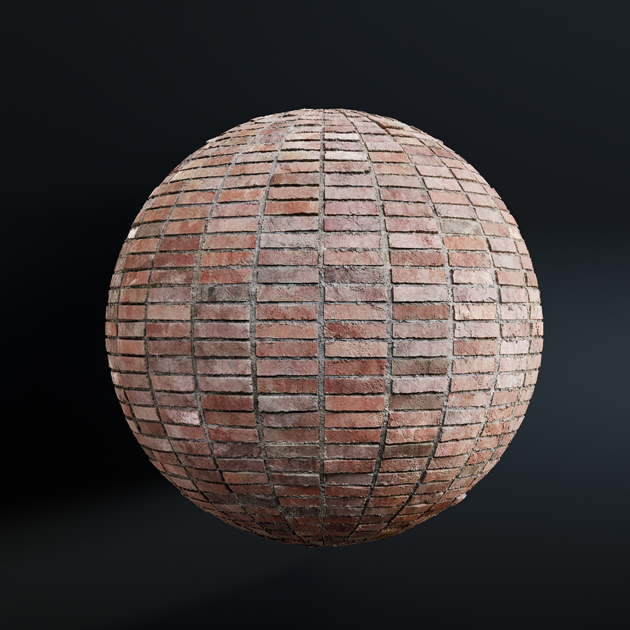 High-resolution red brick texture with a classic rustic appearance, featuring weathered and uneven surfaces ideal for architectural design, 3D modeling, and graphic design projects. This seamless brick pattern showcases realistic color variations and intricate details, perfect for creating authentic and visually appealing backgrounds or wall surfaces in archviz projects.